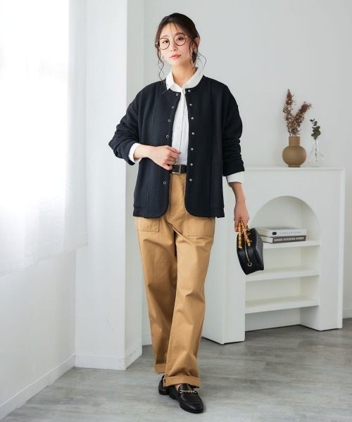 SMILE LAND（スマイルランド）の「＜大きいサイズ＞綿100％裏毛裾ラウンドカーディガン（カーディガン/ボレロ・レディース・杢グレー/ブラック・5L～6L/3L～4L/L～LL）」の17枚目の写真