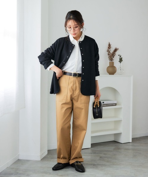 SMILE LAND（スマイルランド）の「＜大きいサイズ＞綿100％裏毛裾ラウンドカーディガン（カーディガン/ボレロ・レディース・杢グレー/ブラック・5L～6L/3L～4L/L～LL）」の18枚目の写真