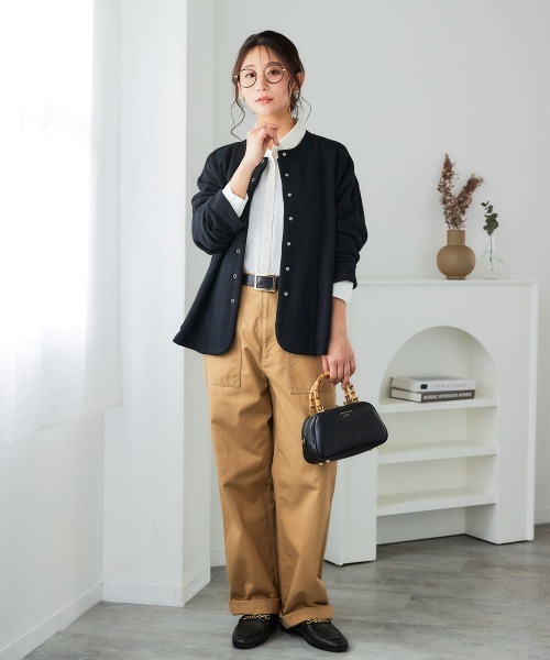 SMILE LAND（スマイルランド）の「＜大きいサイズ＞綿100％裏毛裾ラウンドカーディガン（カーディガン/ボレロ・レディース・杢グレー/ブラック・5L～6L/3L～4L/L～LL）」の20枚目の写真