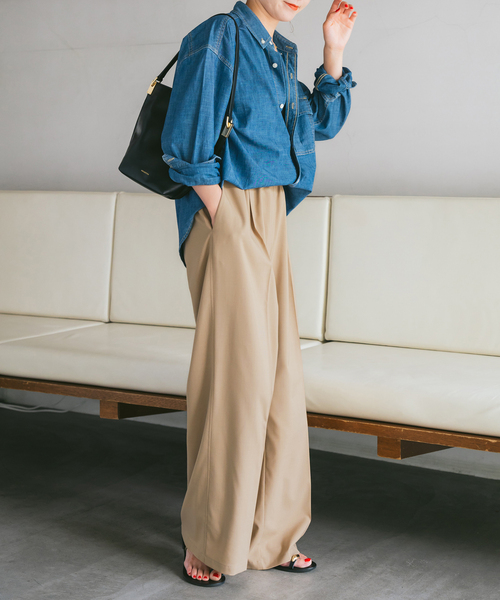 Spick & Span（スピックアンドスパン）の「《追加2》トロストレッチイージーパンツ（スラックス・レディース・ブラック/ベージュ/その他1・36/38）」の18枚目の写真