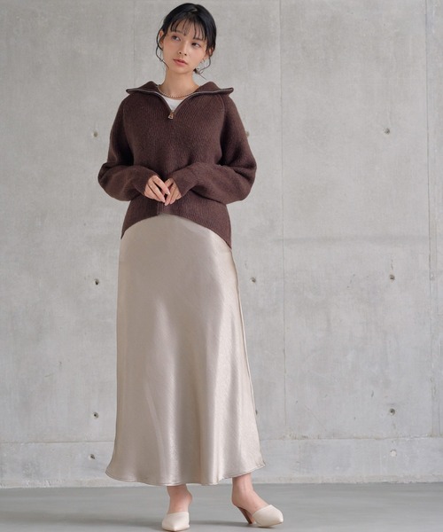 attiree（アティレー）の「【５色展開】【S,M,Lサイズ展開】サテンスカート（スカート・レディース・チャコールグレー/グレー/ブラック/アイボリー/ベージュ・SMALL/MEDIUM/LARGE）」の17枚目の写真