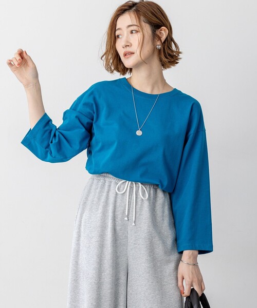 23区 S(ニジュウサンクチイサイサイズ)の「【SLOW/一部店舗限定】MVSコットン チュニック シンプルTEE(Tシャツ/カットソー・レディース・ダルブルー系/ベージュ系/グレー系/カーキ系・32)」の4枚目の写真