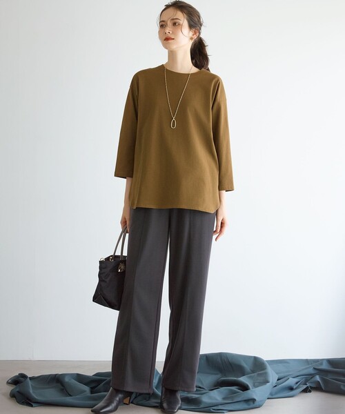 23区 S(ニジュウサンクチイサイサイズ)の「【SLOW/一部店舗限定】MVSコットン チュニック シンプルTEE(Tシャツ/カットソー・レディース・ダルブルー系/ベージュ系/グレー系/カーキ系・32)」の8枚目の写真