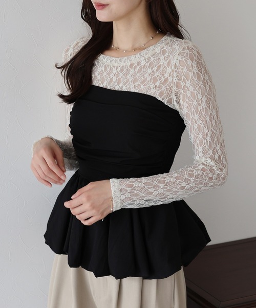 BLUEEAST（ブルーイースト）の「ストレッチレーストップス（Tシャツ/カットソー・レディース・ブラック/ベージュ/ホワイト/ブルー・MEDIUM）」の12枚目の写真