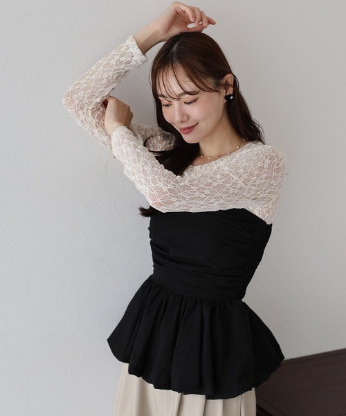 BLUEEAST（ブルーイースト）の「ストレッチレーストップス（Tシャツ/カットソー・レディース・ブラック/ベージュ/ホワイト/ブルー・MEDIUM）」の14枚目の写真