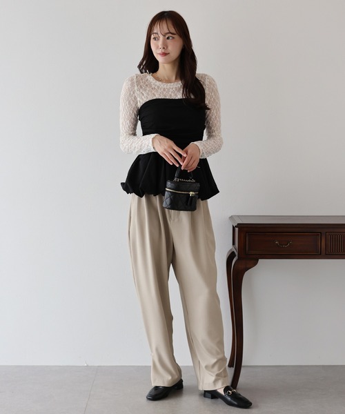 BLUEEAST（ブルーイースト）の「ストレッチレーストップス（Tシャツ/カットソー・レディース・ブラック/ベージュ/ホワイト/ブルー・MEDIUM）」の16枚目の写真