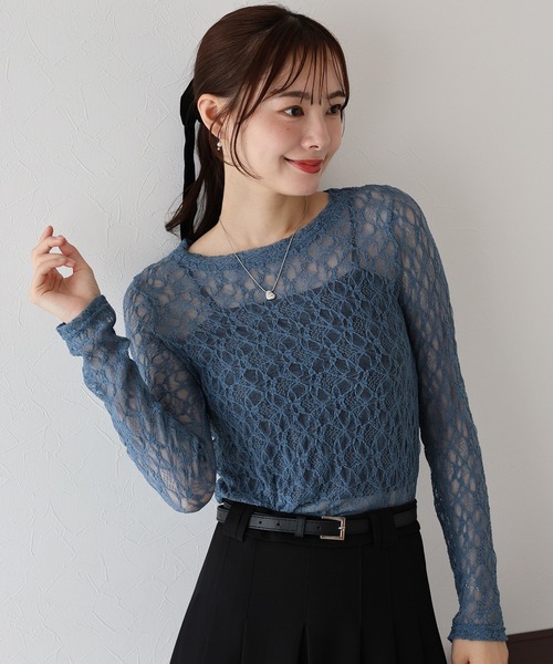 BLUEEAST（ブルーイースト）の「ストレッチレーストップス（Tシャツ/カットソー・レディース・ブラック/ベージュ/ホワイト/ブルー・MEDIUM）」の17枚目の写真