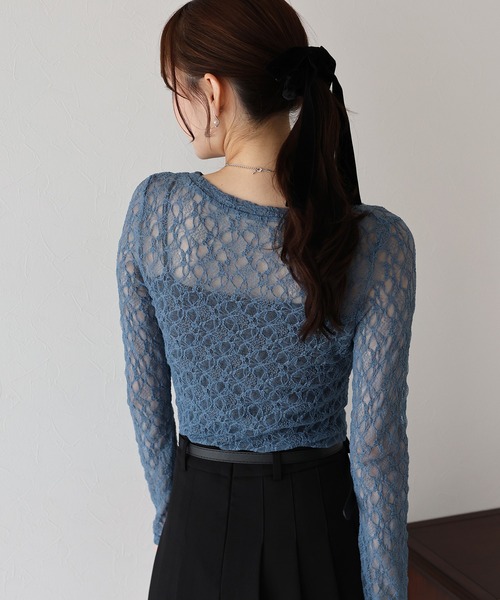 BLUEEAST（ブルーイースト）の「ストレッチレーストップス（Tシャツ/カットソー・レディース・ブラック/ベージュ/ホワイト/ブルー・MEDIUM）」の19枚目の写真