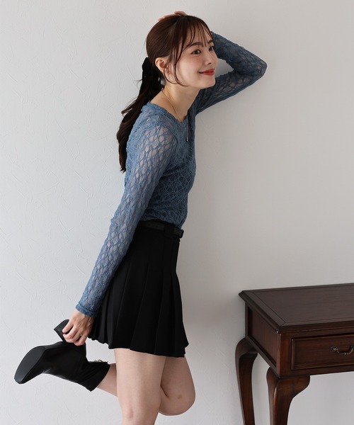 BLUEEAST（ブルーイースト）の「ストレッチレーストップス（Tシャツ/カットソー・レディース・ブラック/ベージュ/ホワイト/ブルー・MEDIUM）」の21枚目の写真