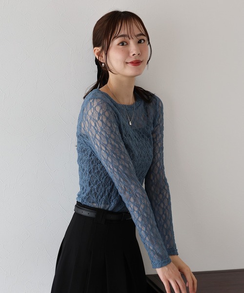 BLUEEAST（ブルーイースト）の「ストレッチレーストップス（Tシャツ/カットソー・レディース・ブラック/ベージュ/ホワイト/ブルー・MEDIUM）」の20枚目の写真