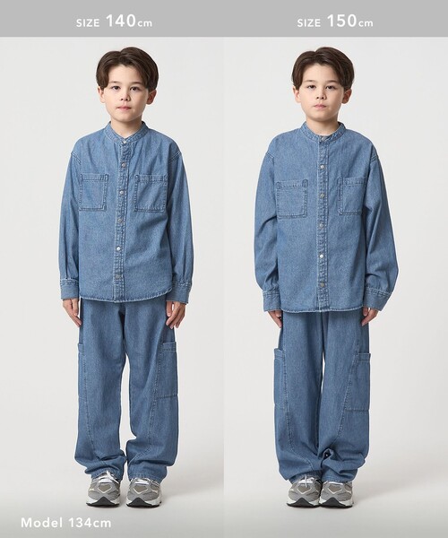 green label relaxing(グリーンレーベルリラクシング)の「デニムシャツ / キッズ 100㎝-160㎝(シャツ/ブラウス・キッズ・コバルトブルー/ブラック・150cm/140cm/110cm/130cm/160cm/100cm/120cm)」の8枚目の写真