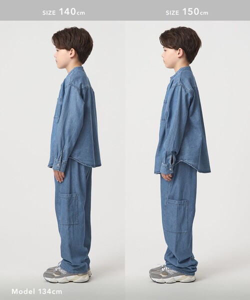 green label relaxing(グリーンレーベルリラクシング)の「デニムシャツ / キッズ 100㎝-160㎝(シャツ/ブラウス・キッズ・コバルトブルー/ブラック・150cm/140cm/110cm/130cm/160cm/100cm/120cm)」の9枚目の写真