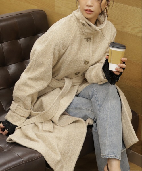 FREE'S MART（フリーズマート）の「◆2wayステンカラーロングコート（ステンカラーコート・レディース・ブラック/ブラウン系その他2/グレー系その他/ブラウン系その他/ホワイト系その他・SMALL/MEDIUM）」の21枚目の写真