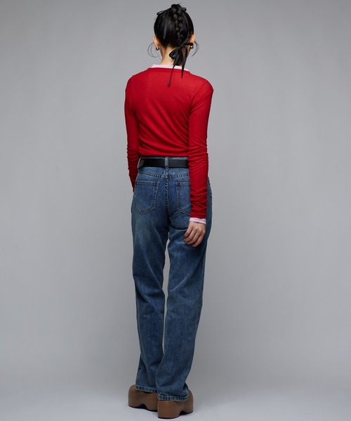 Narcissus（ナルシス）の「シンプルカラーロングＴシャツ/レイヤード/薄手（Tシャツ/カットソー・レディース・ピンク/レッド・FREE）」の4枚目の写真