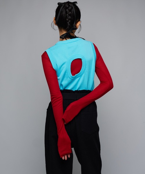 Narcissus（ナルシス）の「シンプルカラーロングＴシャツ/レイヤード/薄手（Tシャツ/カットソー・レディース・ピンク/レッド・FREE）」の6枚目の写真