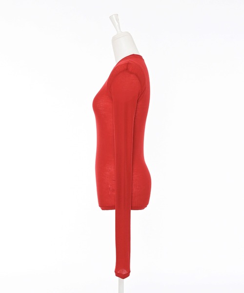 Narcissus（ナルシス）の「シンプルカラーロングＴシャツ/レイヤード/薄手（Tシャツ/カットソー・レディース・ピンク/レッド・FREE）」の12枚目の写真