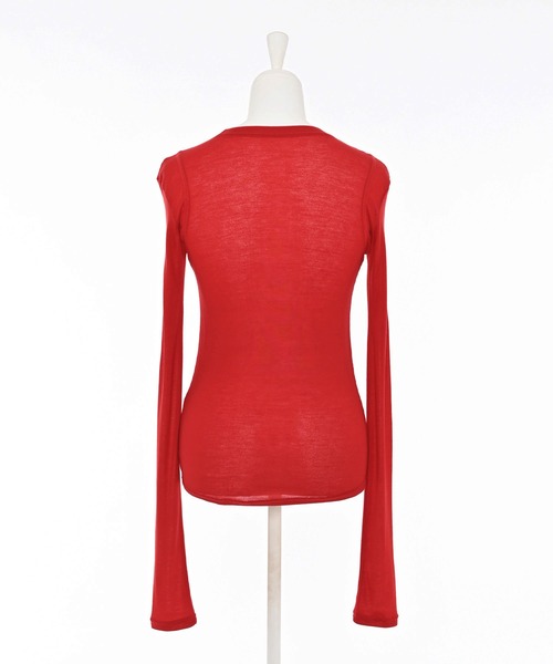 Narcissus（ナルシス）の「シンプルカラーロングＴシャツ/レイヤード/薄手（Tシャツ/カットソー・レディース・ピンク/レッド・FREE）」の13枚目の写真