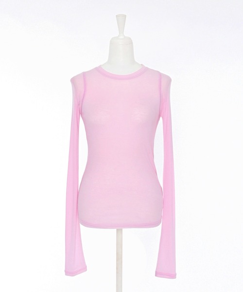 Narcissus（ナルシス）の「シンプルカラーロングＴシャツ/レイヤード/薄手（Tシャツ/カットソー・レディース・ピンク/レッド・FREE）」の14枚目の写真