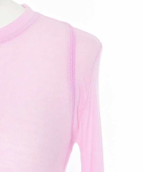 Narcissus（ナルシス）の「シンプルカラーロングＴシャツ/レイヤード/薄手（Tシャツ/カットソー・レディース・ピンク/レッド・FREE）」の17枚目の写真