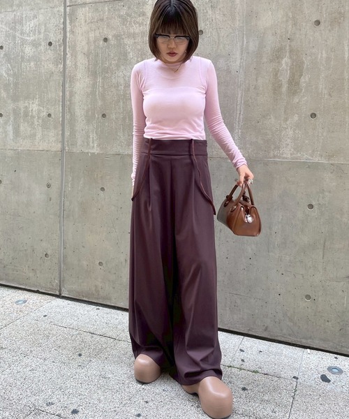 Narcissus（ナルシス）の「シンプルカラーロングＴシャツ/レイヤード/薄手（Tシャツ/カットソー・レディース・ピンク/レッド・FREE）」の20枚目の写真