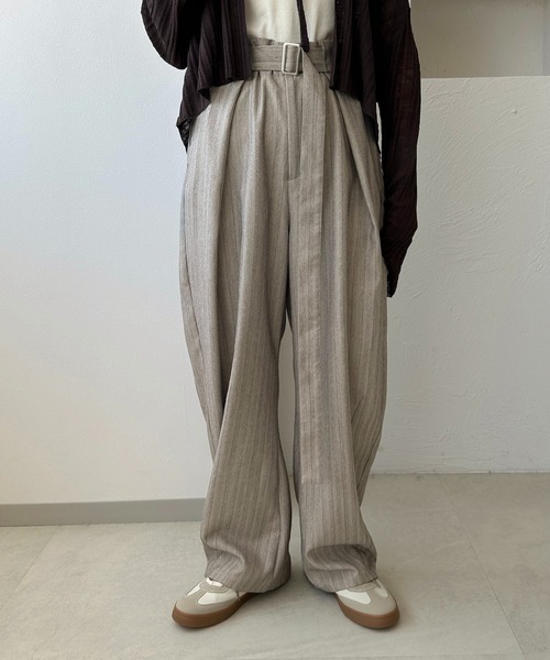 apres jour clair(アプレジュールクレア)の「【apres jour clair】ストライプウエストデザインカーブパンツ(その他パンツ・レディース・ベージュ系その他/チャコールグレー/ブラウン系その他・LARGE/SMALL/MEDIUM)」の8枚目の写真