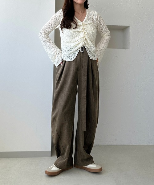 apres jour clair(アプレジュールクレア)の「【apres jour clair】ストライプウエストデザインカーブパンツ(その他パンツ・レディース・ベージュ系その他/チャコールグレー/ブラウン系その他・LARGE/SMALL/MEDIUM)」の4枚目の写真