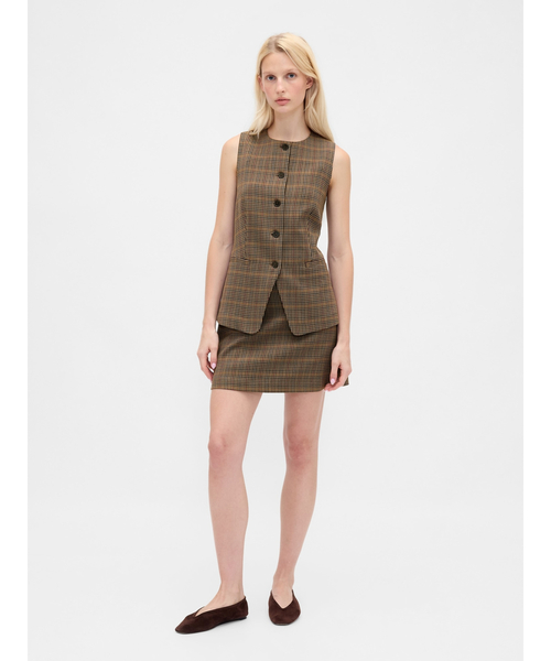 GAP（ギャップ）の「ヘリンボーン ミニスコート（スカート・レディース・グレー/ブラウン/グレー系その他・XS/S/M/L/XXS）」の5枚目の写真