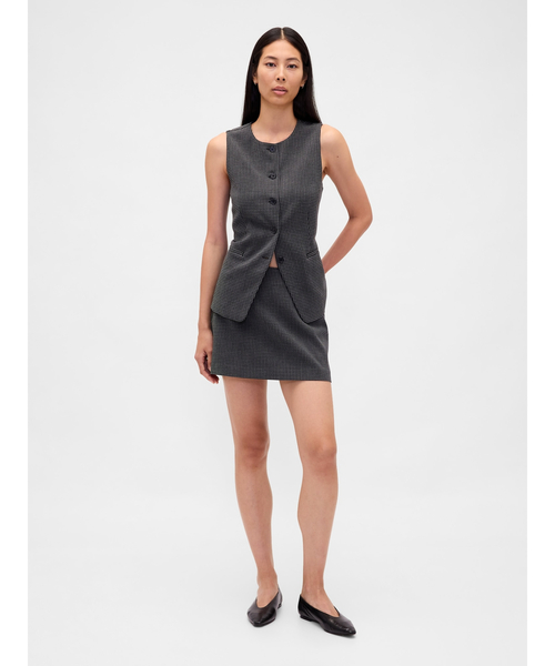 GAP（ギャップ）の「ヘリンボーン ミニスコート（スカート・レディース・グレー/ブラウン/グレー系その他・XS/S/M/L/XXS）」の6枚目の写真