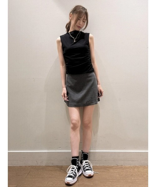 ヘリンボーンミニスカート ブラックとホワイト ヘリンボーンミニスカート | ファッション通販サイト NUGU