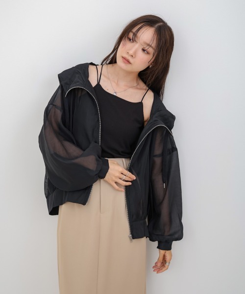 Bab（バブ）の「フード付きシアージップアップパーカー（パーカー・レディース・ブラック/グレイッシュベージュ/アイボリー/グレー・M）」の16枚目の写真