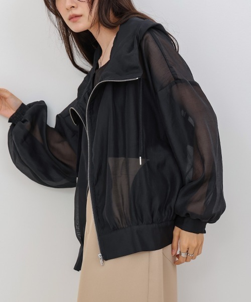 Bab（バブ）の「フード付きシアージップアップパーカー（パーカー・レディース・ブラック/グレイッシュベージュ/アイボリー/グレー・M）」の20枚目の写真