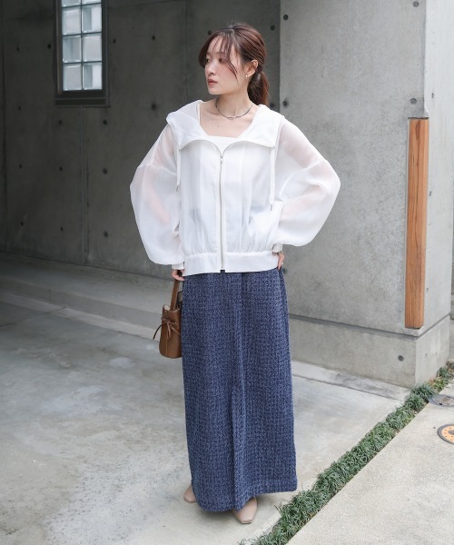 Bab（バブ）の「フード付きシアージップアップパーカー（パーカー・レディース・ブラック/グレイッシュベージュ/アイボリー/グレー・M）」の6枚目の写真