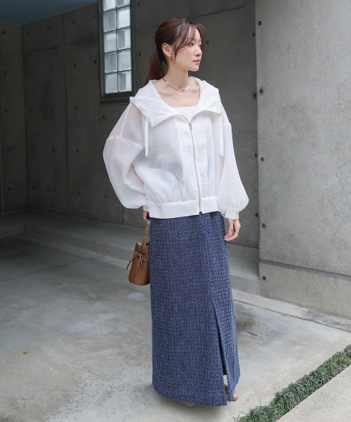 Bab（バブ）の「フード付きシアージップアップパーカー（パーカー・レディース・ブラック/グレイッシュベージュ/アイボリー/グレー・M）」の9枚目の写真