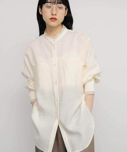 KBF（ケイビーエフ）の「レイヤードライクロングシャツ（シャツ/ブラウス・レディース・アイボリー/ライトグレー・ONE）」の7枚目の写真