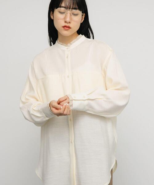 KBF（ケイビーエフ）の「レイヤードライクロングシャツ（シャツ/ブラウス・レディース・アイボリー/ライトグレー・ONE）」の6枚目の写真