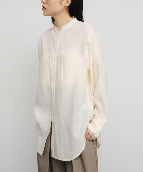 KBF（ケイビーエフ）の「レイヤードライクロングシャツ（シャツ/ブラウス・レディース・アイボリー/ライトグレー・ONE）」の5枚目の写真