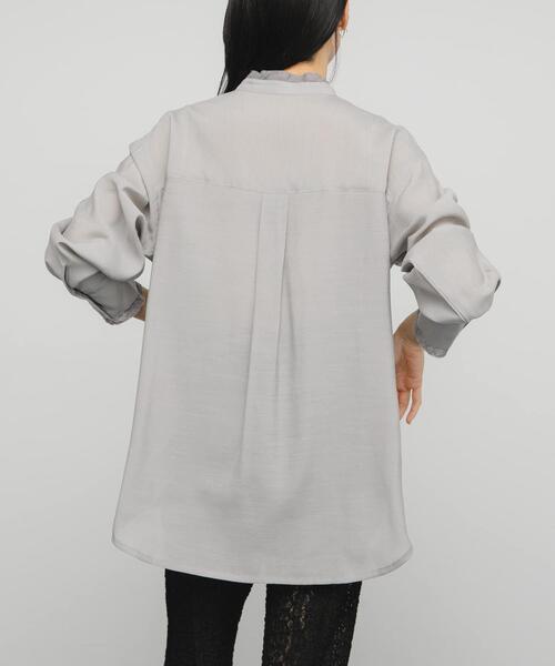 KBF（ケイビーエフ）の「レイヤードライクロングシャツ（シャツ/ブラウス・レディース・アイボリー/ライトグレー・ONE）」の18枚目の写真