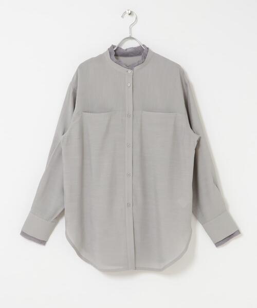 KBF（ケイビーエフ）の「レイヤードライクロングシャツ（シャツ/ブラウス・レディース・アイボリー/ライトグレー・ONE）」の14枚目の写真