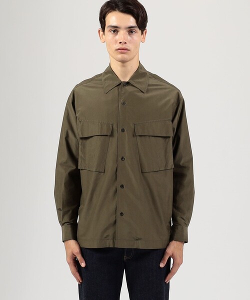 TOMORROWLAND （トゥモローランド）の「コットンシルク ダブルポケット シャツブルゾン（シャツ/ブラウス・メンズ・ネイビー/カーキ・M/S）」の4枚目の写真