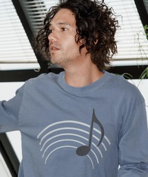 No Rain No Rainbow（ノーレインノーレインボー）の「mlt5389-pigment long sleeve T-shirt with musical note print ロングスリーブカットソー(NR25W-20)（Tシャツ/カットソー）」