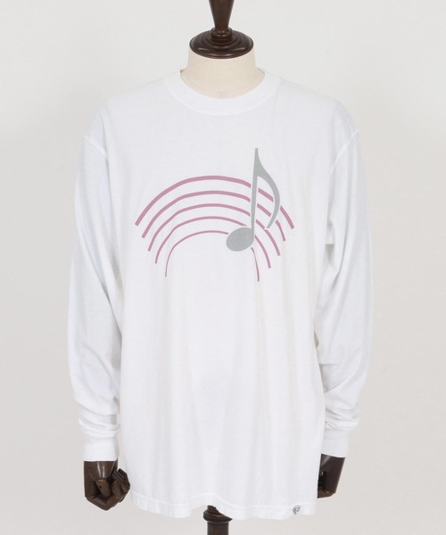 No Rain No Rainbow(ノーレインノーレインボー)の「mlt5389-pigment long sleeve T-shirt with musical note print ロングスリーブカットソー(NR25W-20)(Tシャツ/カットソー・メンズ・ホワイト/ブラック系その他/ブルー系その他・S/M/L/XL)」の20枚目の写真