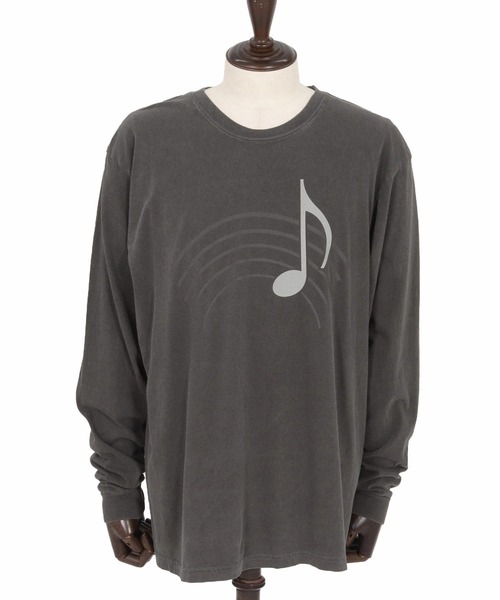 No Rain No Rainbow(ノーレインノーレインボー)の「mlt5389-pigment long sleeve T-shirt with musical note print ロングスリーブカットソー(NR25W-20)(Tシャツ/カットソー・メンズ・ホワイト/ブラック系その他/ブルー系その他・S/M/L/XL)」の21枚目の写真
