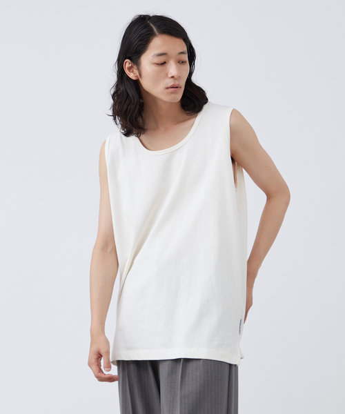 B.C STOCK(ベーセーストック)の「《追加》【ANTS & ELEPHANTS】ヴィンテージ加工 レイヤードタンクトップ(タンクトップ・メンズ・ホワイト/ブラック・LARGE/MEDIUM)」の2枚目の写真