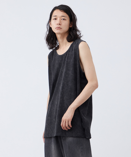 B.C STOCK(ベーセーストック)の「《追加》【ANTS & ELEPHANTS】ヴィンテージ加工 レイヤードタンクトップ(タンクトップ・メンズ・ホワイト/ブラック・LARGE/MEDIUM)」の1枚目の写真