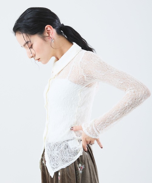 Muscat(マスカット)の「ストレッチレースカーディガン(Tシャツ/カットソー・レディース・オフホワイト/ブラック/ブルー・F)」の15枚目の写真