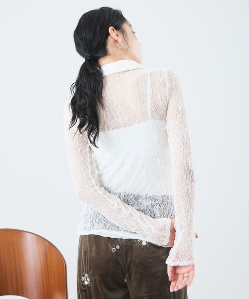 Muscat(マスカット)の「ストレッチレースカーディガン(Tシャツ/カットソー・レディース・オフホワイト/ブラック/ブルー・F)」の16枚目の写真