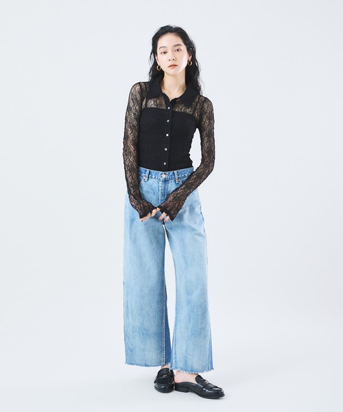 Muscat(マスカット)の「ストレッチレースカーディガン(Tシャツ/カットソー・レディース・オフホワイト/ブラック/ブルー・F)」の19枚目の写真