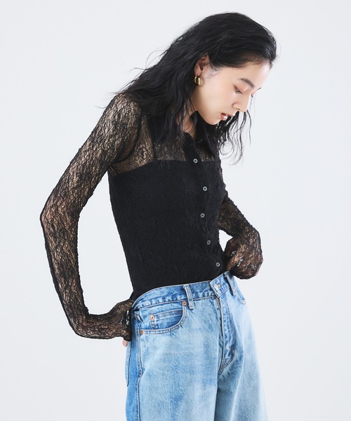 Muscat(マスカット)の「ストレッチレースカーディガン(Tシャツ/カットソー・レディース・オフホワイト/ブラック/ブルー・F)」の22枚目の写真