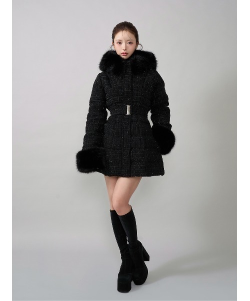 レディミディツイードダウンコート（ダウンジャケット/コート