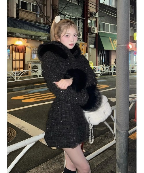 レディミディツイードダウンコート（ダウンジャケット/コート